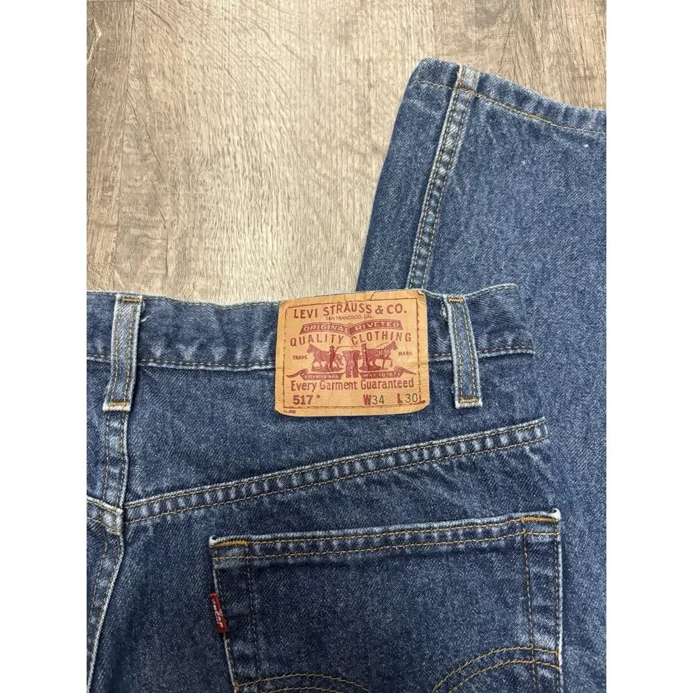 Vintage Y2K Levi's 517 Boot Cut Jeans Men’s 34x30 Dark Wash Blue Denim Colombia